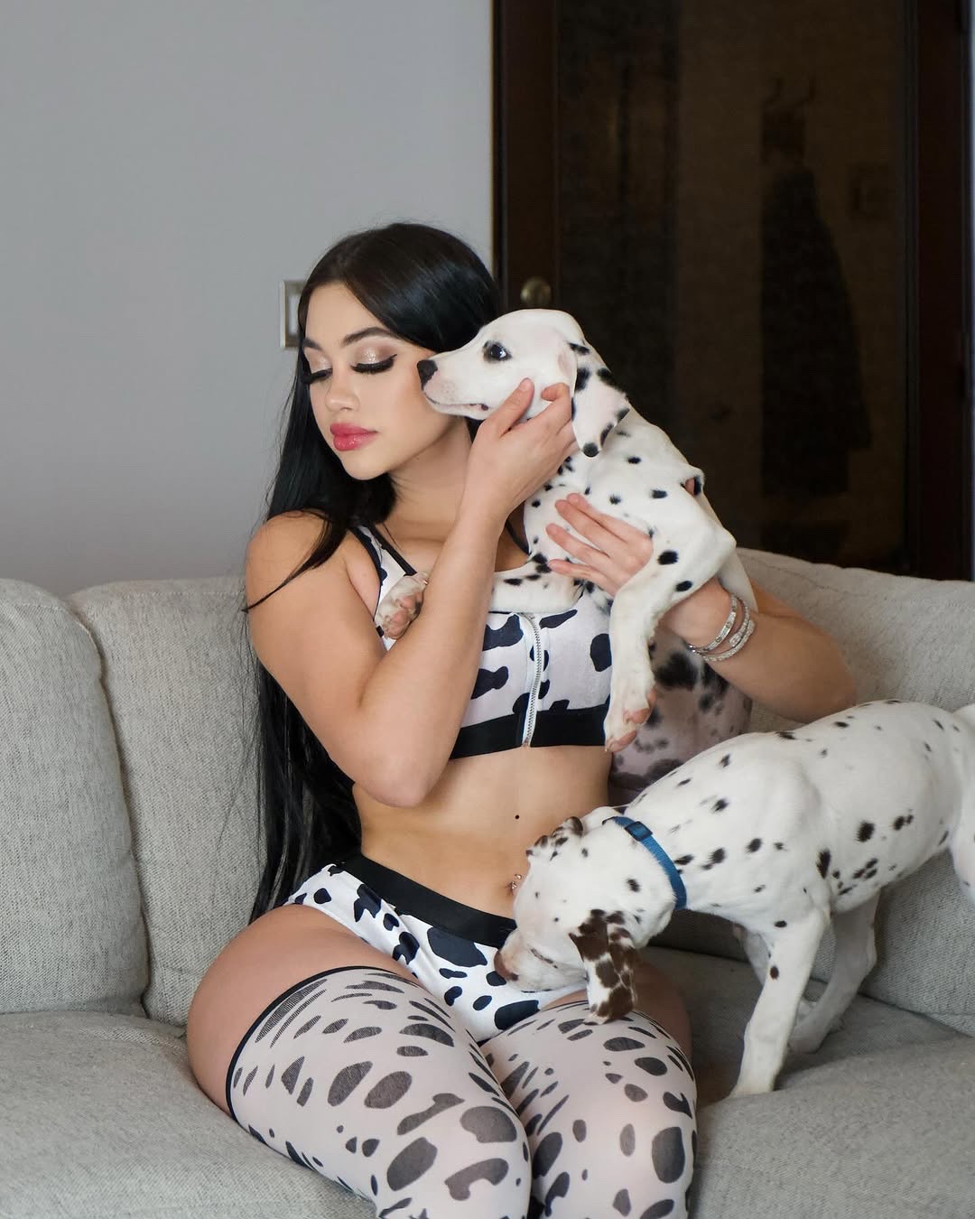 Jailyne with Dalmatian dogs